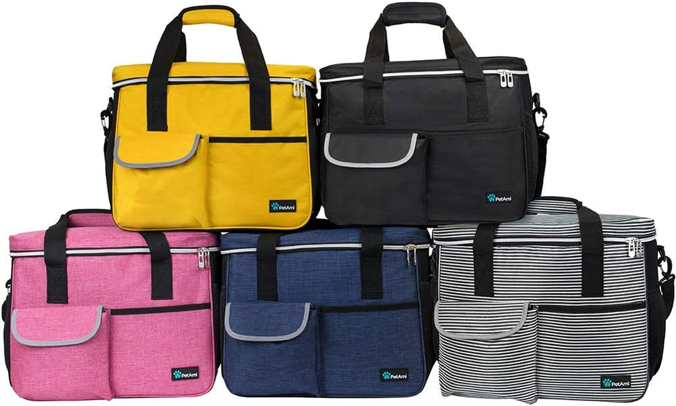 Dog Travel Bag, Travel Pet Bag Organizer, Dog Food Travel Bag with Container Collapsible Bowls, Pet Travel Supplies Gift Accessories for Weekend Camping, Puppy Cat Diaper Bag, Black Medium