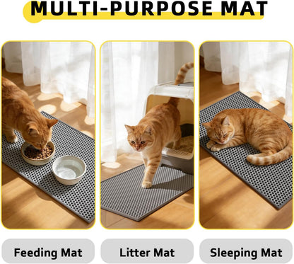 Cat Litter Mat, 15X24 Inch Litter Box Mat,Honeycomb Double Layer Trapping Litter Mat Design,Waterproof Urine Proof Kitty Litter Mat,Easy Clean Scatter Control (Grey, 15X24 Inch (Pack of 1))