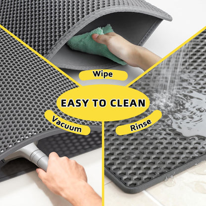 Cat Litter Mat, 15X24 Inch Litter Box Mat,Honeycomb Double Layer Trapping Litter Mat Design,Waterproof Urine Proof Kitty Litter Mat,Easy Clean Scatter Control (Grey, 15X24 Inch (Pack of 1))